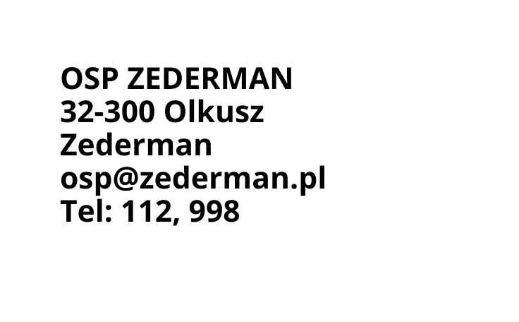 OSP ZEDERMAN 32 300 Olkusz Zederman osp zederman pl Tel 112 998